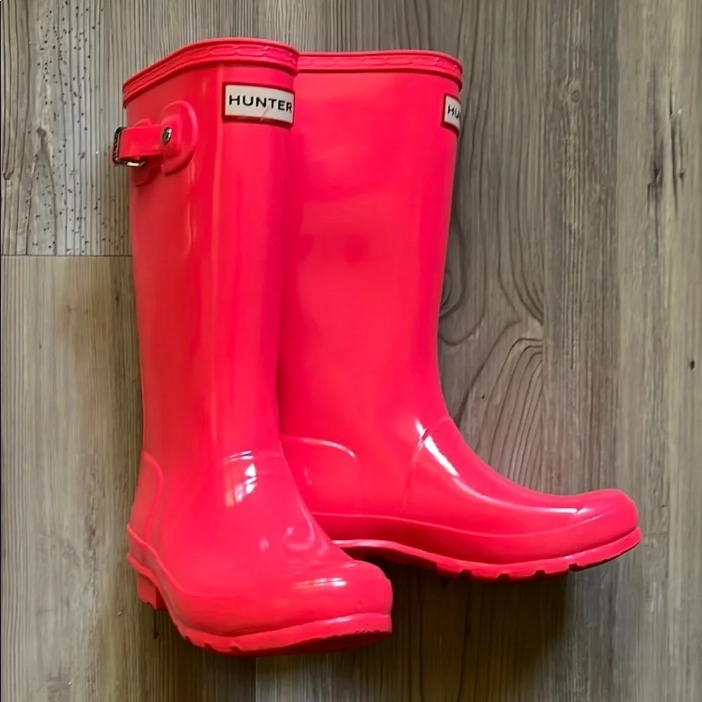 Hunter The Original Kids Gloss Wellington Rain Boot Pink Youth Kids